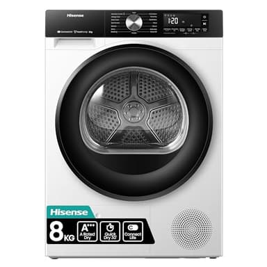 Hisense 3S WiFi Series DH3S802BW3 60cm Freestanding 8KG Heatpump Front Load Tumble Dryer - 16 Programmes - Auto dry- Steam Refresh - Allergy Care - White A+++ Rated