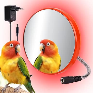 Svauoumu 18W Thermostatic Bird Heater with Mirror, for Bird Cage and Parakeet Grey