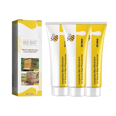 Honey Bee Attractant, Bees Attractant Swarm Commander Lure, Carpenter Bee Trap Lure, All-Natural Ingredients Beekeeping Supplies, Attract Carpenter Honey Bees To Your Outdoor Hive (3)