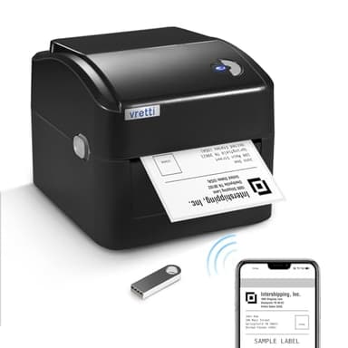 vretti Thermal Label Printer 4x6, Built-in Large label Tray, WiFi & USB for Royal Mail, Vinted, Amazon, eBay, No Ink/Toner, 99.99% Scan Success, 3x Longer Lifespan