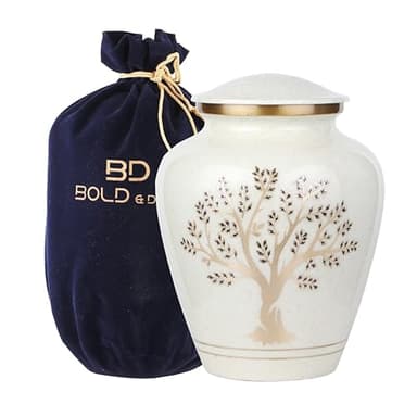 BOLD & DIVINE Tree of Life Cremation Urn - Cremation Urn for Human Ashes - Hand Made in Aluminum - Suitable for Cemetery Burial or Niche - Large Size fits Remains of Adults up to 200 lbs