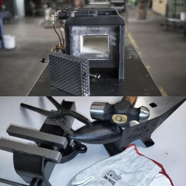 Professional Propane Gas Forge 3 Burners with Tool Kit for Blacksmith | Anvil 10 kg, Pliers, Hammer, Bench Vice, Gloves | Loss