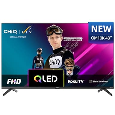 CHiQ L43QM10K 43 Inch Smart TV, Full HD QLED PRO Display, DCI-P3 90% Wide Colour, HDR10, ROKU TV OS