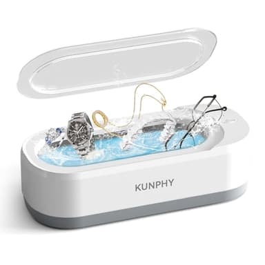 KUNPHY Ultrasonic Jewellery Cleaner, Ultrasonic Cleaner Machine 12oz 46KHz, Professional Sonic Cleaner with One-Touch Operation, Ultrasonic Cleaner for Rings, Glasses, Jewelry, Dentures