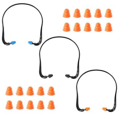 Head-Mounted Earplugs,Caps Banded Earplugs,10Pcs Silicone Earplug,Reusable & Soundproof Comfortable Fit Ideal for Sleep,Work,Construction Sites Automotive Environments（Orange, Black Blue ）