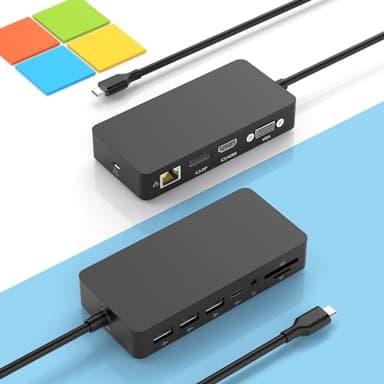 Microsoft Surface Thunderbolt 4 Dock Triple Displays, 11 in 1 Surface Docking Station with 4K HDMI+DP+VGA for Surface Pro 11/10/9/8/X/7+/7, Laptop 7/6/5/4/3, Laptop Studio 2/1, Go 4/3/2/1