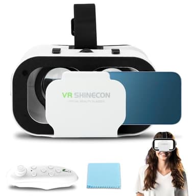 VR Headset with Remote Controller, 3D VR Glasses Virtual Reality Headset for iPhone & Android Support 4.7-6.0 inch, Anti-Blue Light Virtual Reality Goggles for Kids & Adults