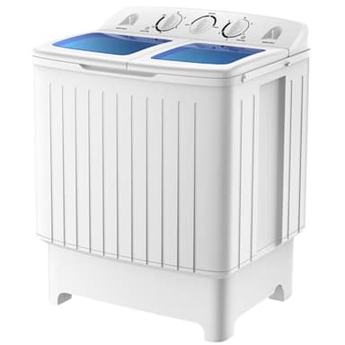 TANGZON Twin Tub Washing Machine, 8KG Portable Washing Machine and Spin Dryer Combo with Timer Control & Drain Pipe, Small Washers for Camping Dorms Apartments RVs (5KG Washer 3KG Drying, Blue)