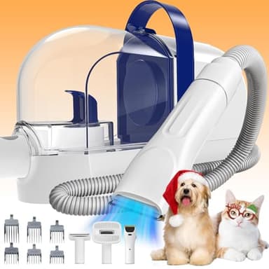 Rywell Dog Vacuum Groomer,1.5L Dog Hair Vacuum 12Kpa, Pet Grooming Vacuum for Dogs with Low Noise, Pet Hoover with Clippers for Shedding Grooming, 3 Suction Mode