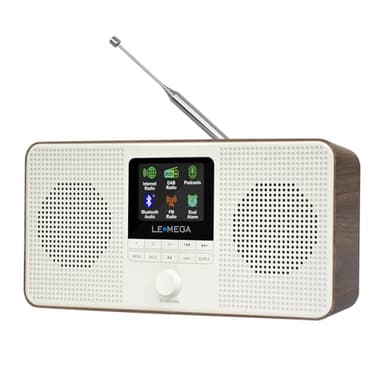 LEMEGA IR4S Stereo WIFI Internet Radio,Portable DAB/DAB+/FM Digital Radio,Spotify Connect,Bluetooth Speaker,Dual Alarms Clock,60 Presets,Headphone-Output,Batteries or Mains Powered,Walnut