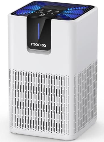 Air Purifiers for Home Large Room Up to 1250 Ft²,MOOKA H13 HEPA Air Purifier for Pets Dust Odor Smoke,Aromatherapy Function,Air Cleaner with 15dB Quiet Sleep Mode for Bedroom Office Living (White)