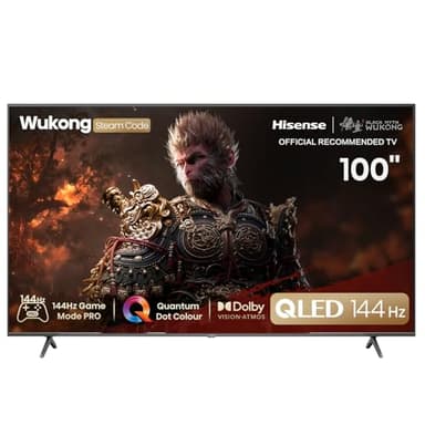 Hisense 100E7NQ Pro - QLED Gaming TV, 100-inch, VRR 144Hz HSR 240fps, AMD Freesync Premium Pro, Gaming Bar, Total HDR Solution, Dolby Vision IQ & Dolby Atmos (New 2024)
