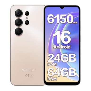 DOOGEE Note 56X Android Phones, Newest Android 16 Smartphone, 6150mAh, 8.45mm Ultra-Slim, 6.56" HD+ 90Hz, 24GB+64GB/2TB, 4G Dual SIM Free Mobile Phones, Face Unlock/3.5mm Headphone Jack/5G WiFi/OTG