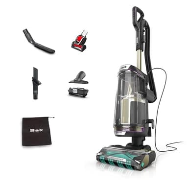 Shark PowerDetect Corded Upright Vacuum Cleaner, DuoClean Detect, Reverse Clean, Anti Hair Wrap Plus, Anti-Allergen, 8m Cord, 1.3L, Dusting Brush, Pet, Crevice, Multi Surface Tools & Bag, AZ3900UKTBK