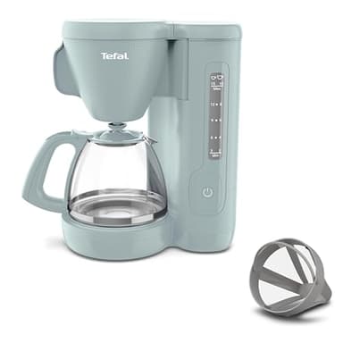 Tefal Morning Filter Coffee Maker - Eucalyptus, 1.25L Capacity, Permanent Reusable Filter, Drip-Stop System, Keep-Warm Function, Easy Fill Water Tank, 1000W, CM2M13G0