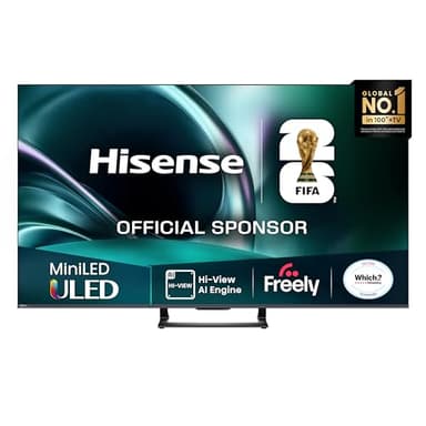 Hisense 55" 55U7QTUK MiniLED QLED 144Hz Smart AI TV - Hi-View AI Engine, 144Hz Game Mode PRO, 2.1 Channel, Dolby Atmos, Quantum Dot Colour, Anti-Reflection with Freely, Disney +, YouTube, Netflix