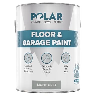 Polar Floor & Garage Paint - Hard Wearing Concrete Floor Paint & Slip Resistant Finish - Interior Use - Light Grey - 5L