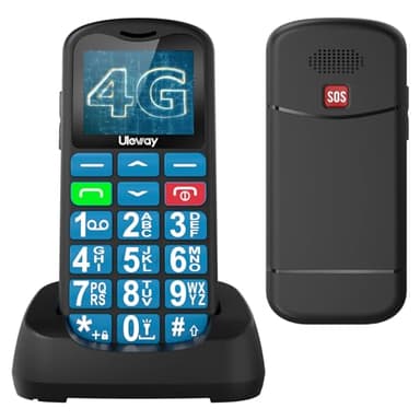 Tosaju 4G Big Button Mobile Phone for Elderly Senior Cell Phone Basic Mobile Phone Unlocked Sim Free Simple Mobile Phones Easy to Use Pay as You Go 1.77" LCD Display SOS Button 1000 mAh Battery-Blue