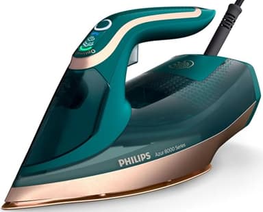 PHILIPS Azur 8000 Series Steam Iron - 70g/min Continuous Steam, 240g Turbo Steam, 3000 W Power, OptimalTEMP Technology, Opal Green (DST8030/70)