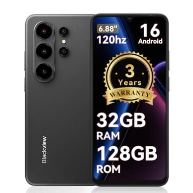 Blackview Sim-free & Unlocked Mobile Phones, Wave 10 Android 16 Phone, 6.88" 120Hz Phone Android, 32GB+128GB Unlocked Phone, 32MP+13MP Smart Phones, Fingerprint, Face Unlock, Bluetooth 5.2