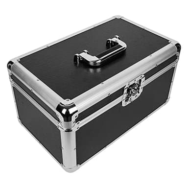Youyijia 7" LP Vinyl Record Storage Box Case Aluminium Flight Case Lockable DJ Portable Carry Case Holds 200pcs Vinyl Record Albums (Black)