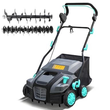 EcoBuild 2000W Electric Lawn Scarifier and Aerator – Heavy-Duty 2-in-1 Lawn Rake for Dethatching, Moss & Thatch Removal – 40cm Working Width, 55L Grass Collector, 5 Depth Settings, 10m Power Cable