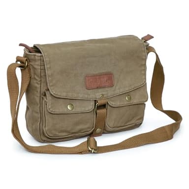 GOOTIUM Vintage Canvas Messenger Bag Men’s Crossbody Bag, Army Green