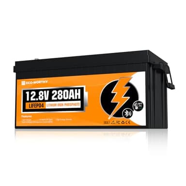 ECO-WORTHY 12V 280Ah LiFePO4 Lithium Leisure Battery with Bluetooth, Low-Temp Protection,6000+ Cycles for Motorhome, Shed, Marine,Home Energy Storage