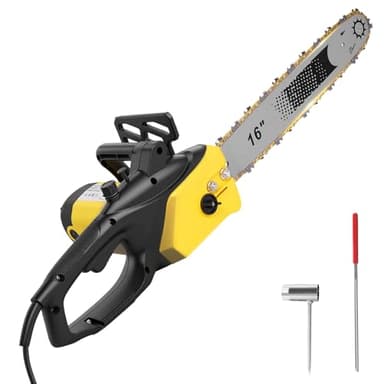 Electric Chainsaw Corded, 2500W Powerful Electric Chainsaw 16" Aluminium Blade Portable Corded Chain Saw, 4500rpm Chain Saw for Garden Tree Pruning,10m/s Chain Speed Auto Chain Lubrication to Cut Wood