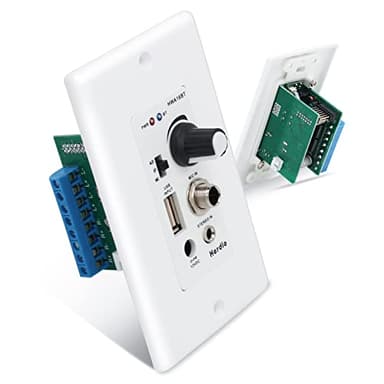 Herdio Bluetooth Wall Amplifier 4 Channels Volume Control Wall Plate USB/MIC/AUX(3.5mm) Inputs Connect 4 Speakers