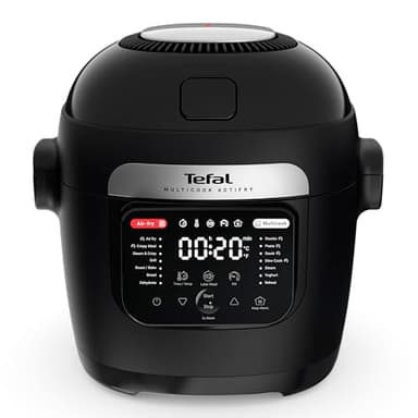 Tefal Rapid Multi Cooker & Air Fryer, Auto Stirring Tech, 14 Programmes including Steam, Grill, Roast, Risotto, Slow Cook, Crispy, Multi Layer Cooking, 6L Capacity, Black, MY7408G1