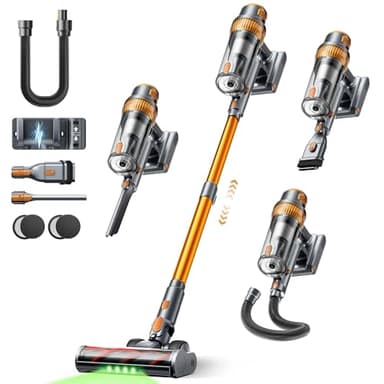 SMOTURE Cordless Vacuum Cleaner,50Kpa/600W Powerful Stick Vacuum with Self-Standing Design &1m Flexible Hose, 65Mins（eco） Runtime Anti-Hair Wrap Cordless Vacuum for Home Carpet Hard Floor Car Pet Hair