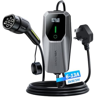 VDLPOWEREU EV Charger Cable Type 2 to 3 Pin Plug, Electric Car Charger 3kW, [6/8/10/13A] Type 2 Charging Cable 3 Pin EV Charger IP65 Advanced Protection Suitable for EVs & PHEVs