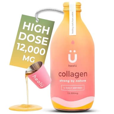 Super-Strength Liquid Collagen 12,000mg - Pure Hydrolysed Peptides for Women Skin, Hair, Nails and Muscle Repair - Grass-fed Bovine with VIT C, Zinc, Manganese - Made in UK- 330ml