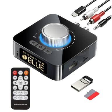 Bluetooth 5.4 Receiver for HiFi,Bluetooth TV Adapter with 3.5mm AUX RCA Audio Receiver with LED Display Volume Control Dual Connection for PC Mac Tablet Smartphone AV Receiver AptX HD Dual Pairing