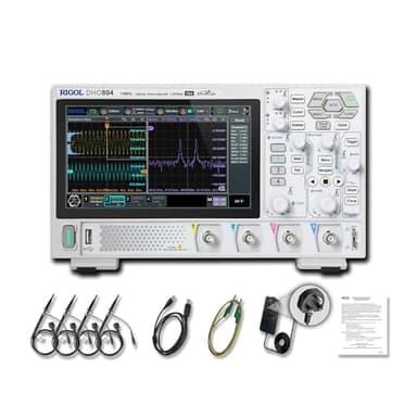 RIGOL DHO804 Portable Digital Oscilloscope, 70MHz Bandwidth, 4 Analogue Channels, 12bit Vertical Resolution, Low Noise Floor, Mobile Power Supply Supportable