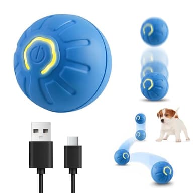 Electric Interactive Dog Toy Ball, Automatic Active Rolling Balls for Small Medium Dogs Cats, Self Moving Bouncing Jumping Rechargeable Funny Pet Toys for Boredom Puppy Cat Kitten Indoor Outdoor(Blue)