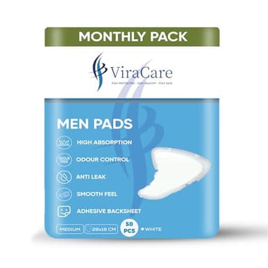 50 x Incontinence Pads Men with Adhesive Backsheet | Provides High Absorption and Anti Leak | Size 26 x 18 cm | Mens Pads for Urine Leakage | Mens Incontinence Pads | (2 Packs of 25)