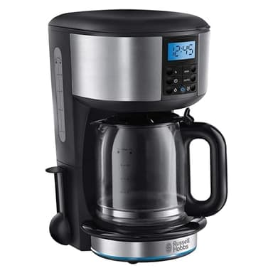 Russell Hobbs Buckingham Filter Coffee Machine, 1.25L Carafe/10 Cups, 1-4 Cup Brewing Option, Fast Brew, 24hr Timer, 40min Keep Warm, Pause & Pour, Washable Filter, Auto Clean, 1000W, 20680