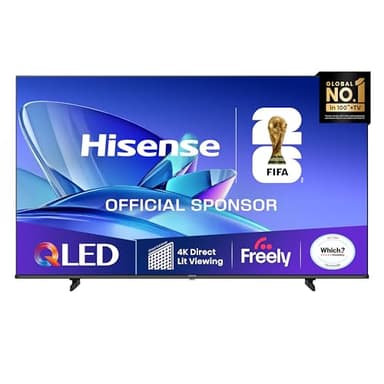 Hisense 55" 55E78QTUK QLED Smart AI TV - 4K Direct Lit Viewing, Quantum Dot Colour, Hi-View AI Engine, Dolby Vision, Dolby Atmos with Freely, Disney +, YouTube, Netflix