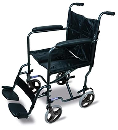 Aidapt Folding Lightweight Transport Wheelchair – Attendant‑Propelled Steel Transit Chair with Brakes & Removable Footrests – Ideal for Travel, Indoor & Outdoor Use