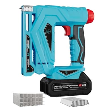 3/8” Cordless Brad Nailer,2 in 1 Brushless Nail Gun/Staple Gun with 1000 Nails and 1000 Staples,Cordless Fix Nailer 2 Mode - Single Firing and Contact Firing