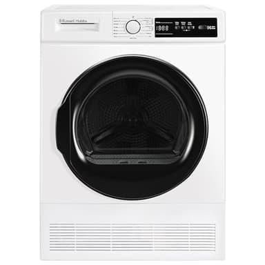 Russell Hobbs Freestanding Condenser Dryer Electric Tumble Dryer 15 Programmes 8kg Capacity 3 Heat Settings LED Display DelayStart Anti-Crease Child Lock Black Clothes Dryer RH8CTD111B