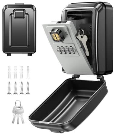 Mohard Key Safe Wall Mounted with Resettable Spare Key, 4 Digit Combination Key Lock Box Outdoor, Heavy Duty Weatherproof Large Capacity Keysafe Storage Key Box for Home, Apartment, Office, Garage