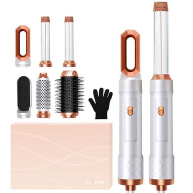 Airbrush 6 in 1 OKWRAP Airstyler Set Hair Styler 6 in 1 Hair Dryer Brush with Curl, Straighten, Volumise, Smooth and Hairdryer Brushes for Styling, Hot Hair Styler for All Hair Type/Length