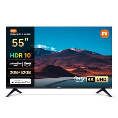 XIAOMI TV F 55, 55 Inch (140 cm), 4K UHD, Smart TV, Fire TV, HDR10, MEMC, 60Hz with 120Hz Game Boost Mode, Alexa Voice Control, 2GB+32GB, Works with Apple AirPlay