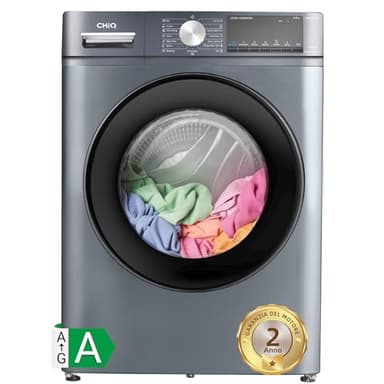 CHiQ CFL90-14586IM3XAU, Front Load Washing Machine 9kg, Space Pro, Counter Depth, Large Drum, Quiet Inverter Motor, 1400rmp, AI Smart Program, Steam Function, Energy Efficient, Grey [Energy Class A]