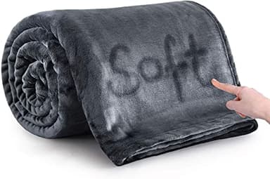MOONLIGHT20015 Fleece Blanket King Size XXL Grey 7.5ft x 9ft - Soft Cosy Fluffy Throw Blankets for Bed/Sofa/Couch, 400 GSM Silk Touch Warm Extra Large Throws for Adults, Dark Gray, 270x230 cm