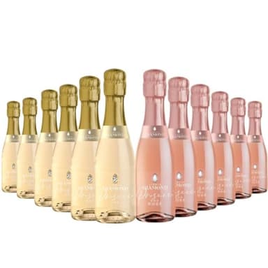 Liquid Diamond Prosecco Mini 20cl Mixed Multipack - Premium Sparkling Rosé and DOC Prosecco from the heart of Italy, perfect for gifting, weddings and parties - Pack of 12 | 10.5% ABV