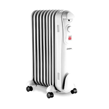 Schallen Portable Electric Slim Oil Filled Radiator Heater for Home and Office Use with Adjustable Temperature Thermostat, 3 Heat Settings & Safety Cut Off (White, 2000W | 9 Fin)